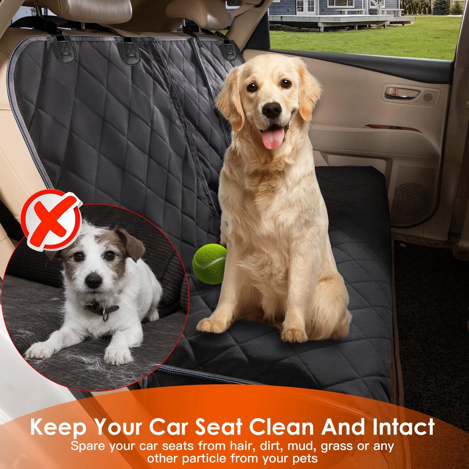 Waterproof Dog Car Seat Cover – Scratchproof Rear Protector with Safety Belt