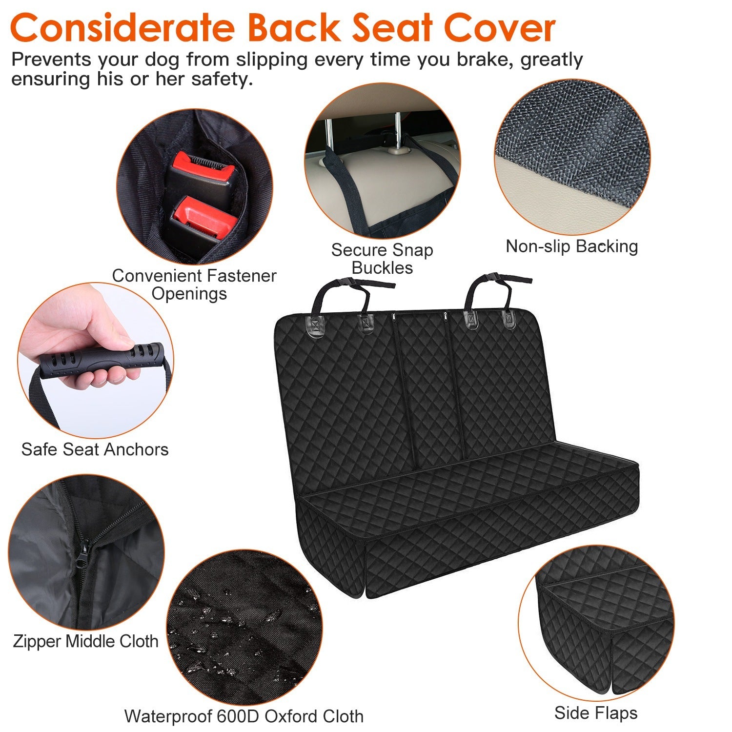 Waterproof Dog Car Seat Cover – Scratchproof Rear Protector with Safety Belt