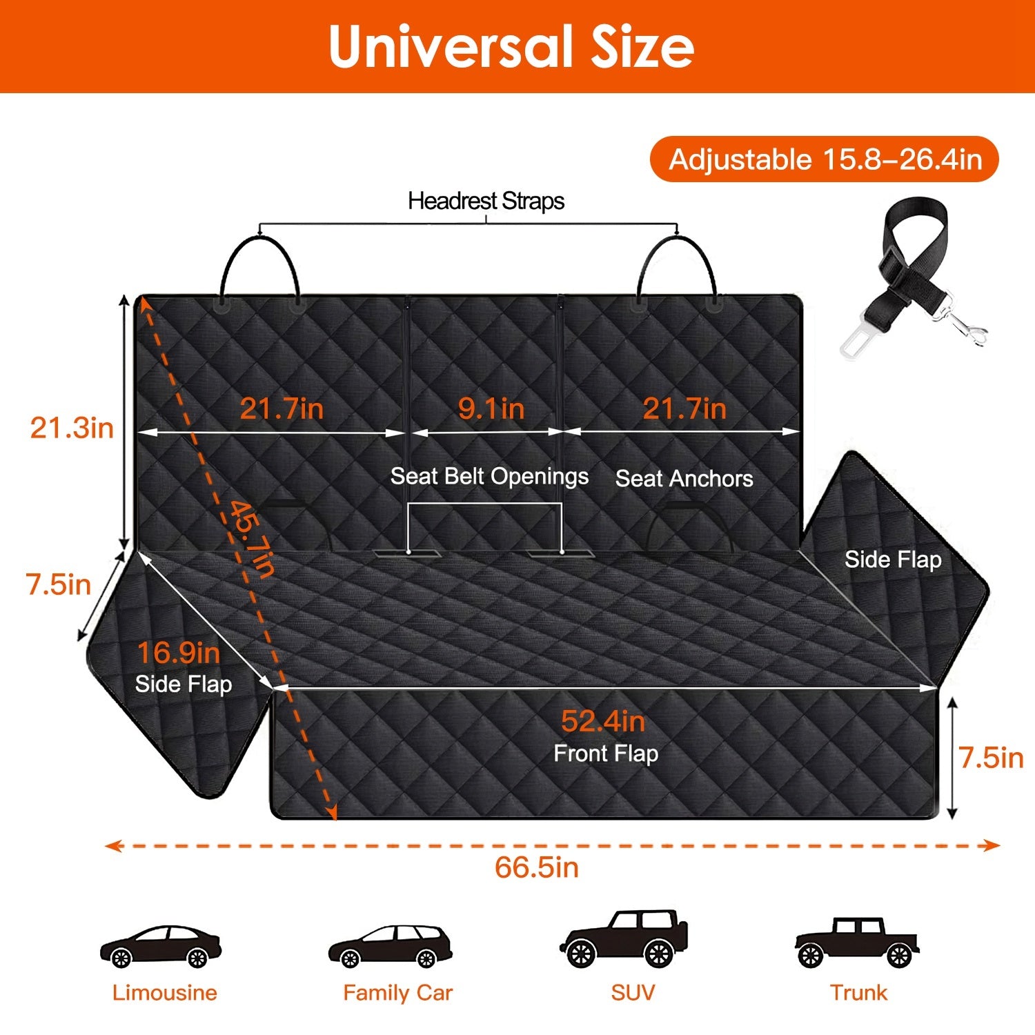 Waterproof Dog Car Seat Cover – Scratchproof Rear Protector with Safety Belt