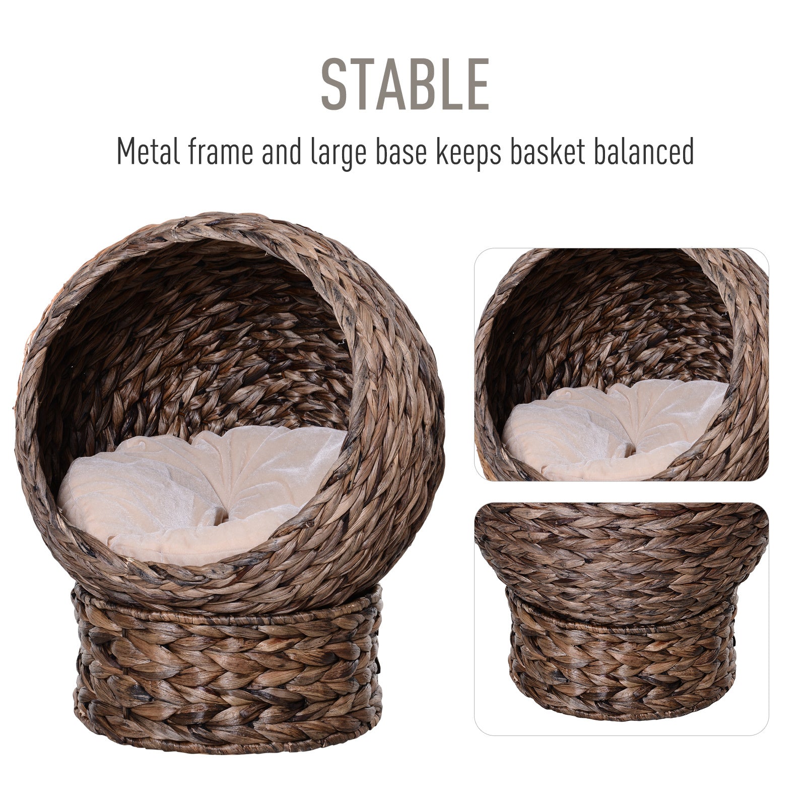 Handmade Wicker Cat Bed – Elevated Design with Cushion