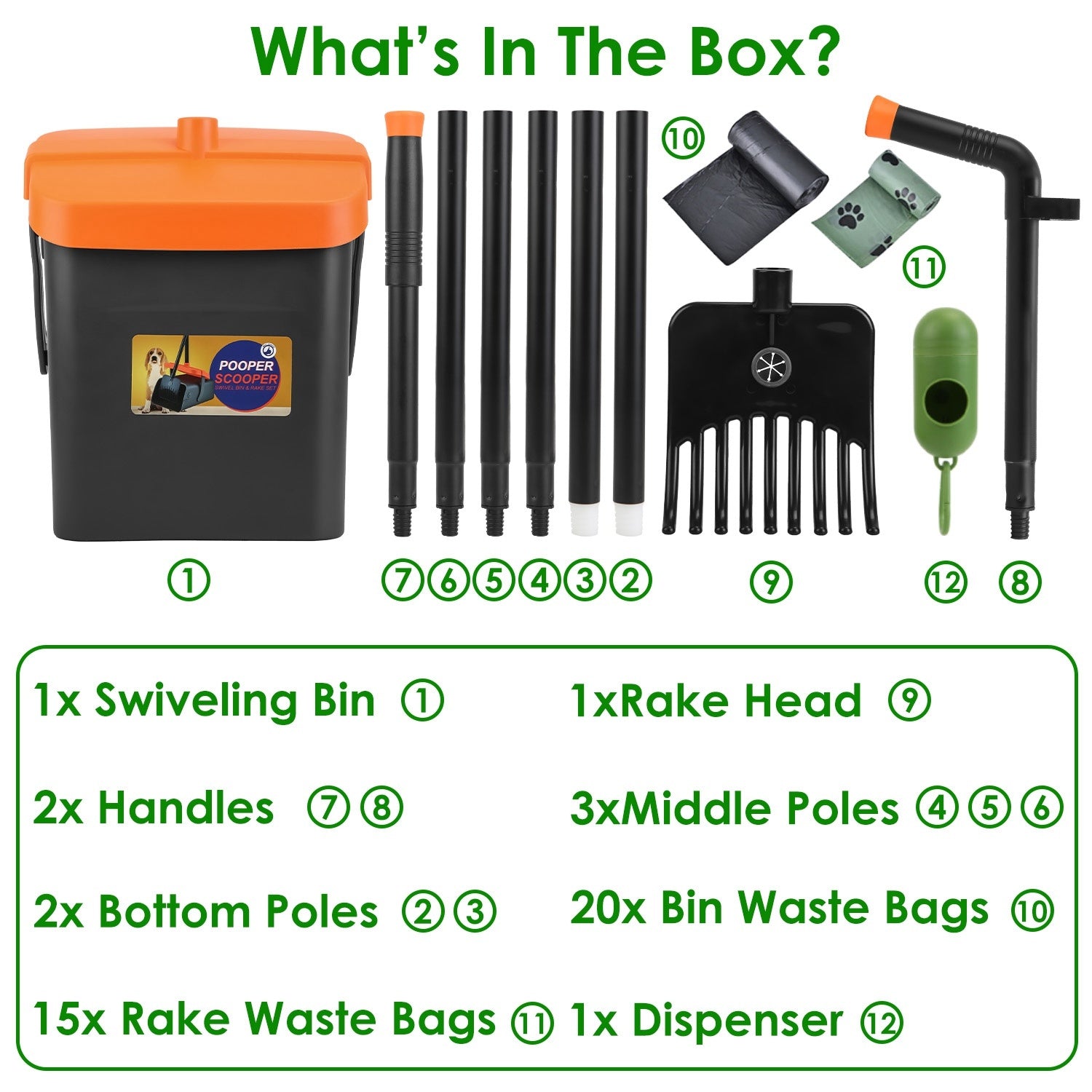 Pooper Scooper Set – Long Handle + 35 Bags