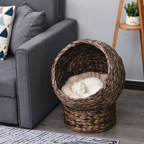 Handmade Wicker Cat Bed – Elevated Design with Cushion